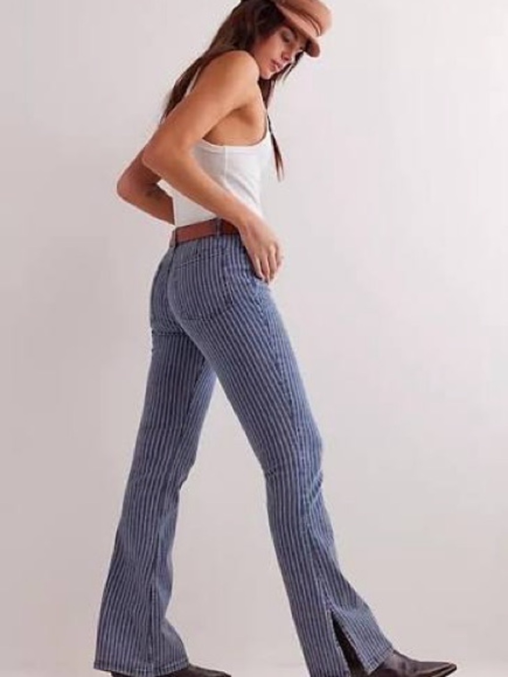 Free People so 25 Level Up Stripe Side Slit Bootcut Jeans